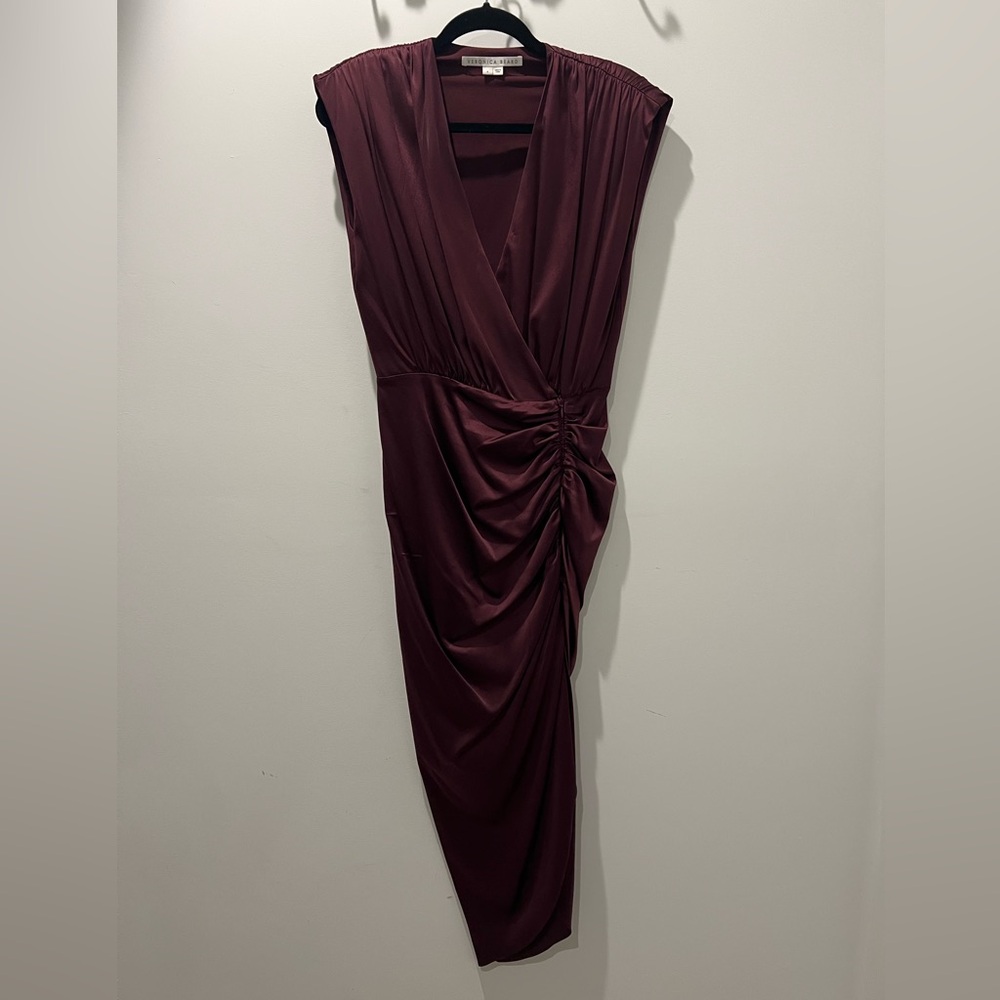 VERONICA BEARD burgundy satin dress